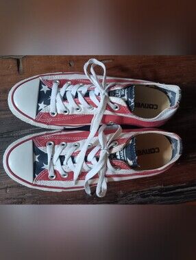 Converse All Star Low Top American Flag Shoes - Women's 8 / Men's 6 (M3494)